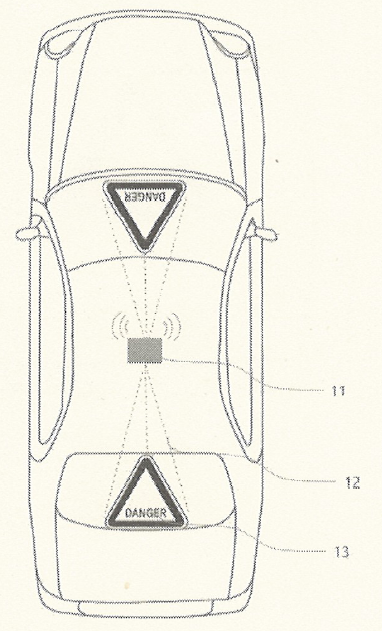 미국특허 US 10,173,591 B2호(LASER-BASED WARNING SYSTEM FOR VEHICLE, Jun-Gu Kim, 