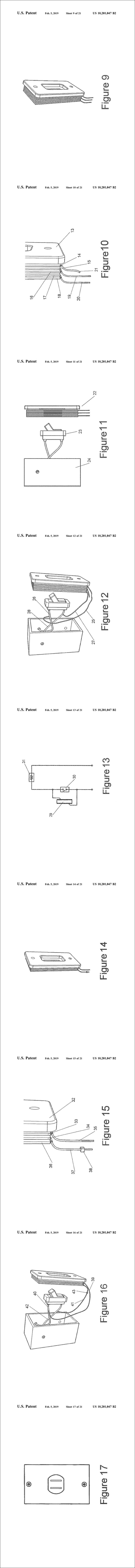 미국특허 US 10,201,047호(Flushmounted box cover on which the electroluminescence plate is affixed (Flushmounted 박스 덮개 전자 발광 플레이트가 부착된다), Hugo Joo Na, 